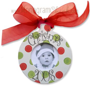 Red and Green Dots Ornament-Personalized Frames, Baby Picture Frame, Personalized Ornament, Christmas Ornament